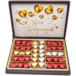 Nin Chocolate Sevgililer Günü Çikolatası Seni Seviyorum Baskılı Çikolata Altın 42 Adet