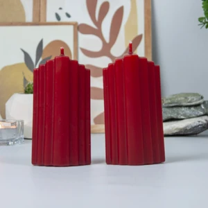 Dekoratif Buzdağı Mum Seti Kırmızı