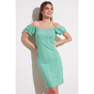 Çiçekli Carmen Yaka Mini Elbise Bayan Elbise 5863700