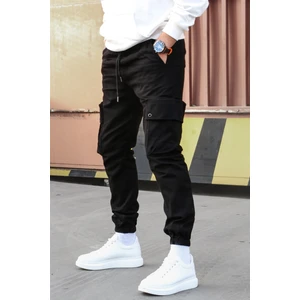 Siyah Kargo Cep Jogger Pantolon 5647