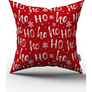 Cango Home Kırmızı Beyaz Yılbaşı Temalı Dijital Baskılı Kırlent Kılıfı CGH791