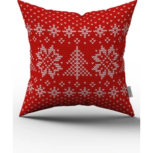 Cango Home Kırmızı Mavi Yılbaşı Temalı Dijital Baskılı Kırlent Kılıfı CGH836