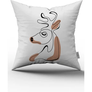 Cango Home Beyaz Kahverengi Yılbaşı Temalı Dijital Baskılı Kırlent Kılıfı CGH851