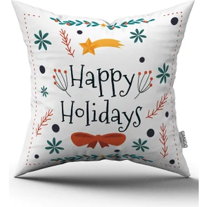 Cango Home Yeşil Kırmızı Yılbaşı Temalı Dijital Baskılı Kırlent Kılıfı CGH879