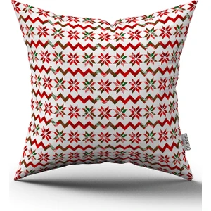 Cango Home Kırmızı Yeşil Yılbaşı Temalı Dijital Baskılı Kırlent Kılıfı CGH883