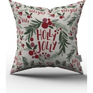 Cango Home Kırmızı Yeşil Yılbaşı Temalı Dijital Baskılı Kırlent Kılıfı CGH794