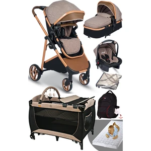 Rose Mose Yeni Doğan Set 8 In 1 Rose Mose 605 Travel Sistem Bebek Arabası + Baby Home 560 Bebek Oyun Parkı Yatak Beşik