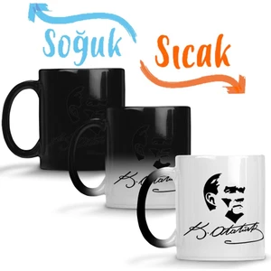 Baskı Dükkanı Atatürk Imzalı Sihirli Kupa Bardak Porselen