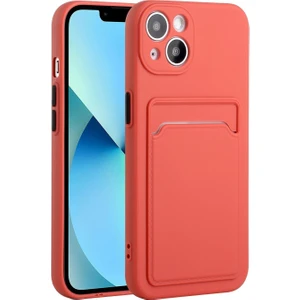 Apple iPhone 13 6.1 Inç Için Kart Yuvalı Manyetik Telefon Kılıfı - Turuncu (Yurt Dışından)