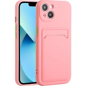 Apple iPhone 13 6.1 Inç Için Kart Yuvalı Manyetik Telefon Kılıfı - Pembe (Yurt Dışından)