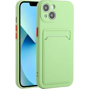 Apple iPhone 13 6.1 Inç Için Kart Yuvalı Manyetik Telefon Kılıfı - Açık Yeşil (Yurt Dışından)