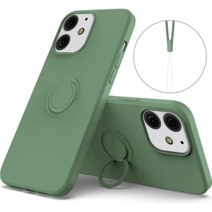 Apple iPhone 13 Için Ayarlanabilir Standlı Sıvı Silikon Kayışlı Koruyucu Kılıf - Yeşil  (Yurt Dışından)