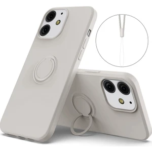 Apple iPhone 13 Için Ayarlanabilir Standlı Sıvı Silikon Kayışlı Koruyucu Kılıf - Gri  (Yurt Dışından)