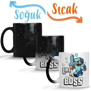 Baskı Dükkanı Minecraft Like A Boss Sihirli Kupa Bardak Porselen