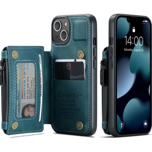 C20 Serisi Apple iPhone 13 6.1 Inç Darbeye Destekli Standı Pu Deri Tpu Cüzdan Telefon Kılıfı - Mavi (Yurt Dışından)