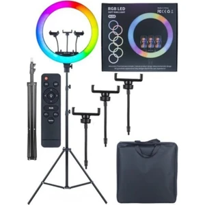 Rgb Ring Light 45 cm LED Selfie Işığı 210 cm Tripod Çanta + Kumandalı