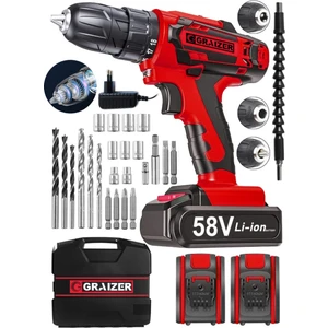 Alman V-Tec 58 V 5 Ah Çelik Motor Çelik Şanzuman Darbeli Şarjlı Çift Akülü Vidalama Matkap