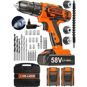 Alman V-Tec 58 V 5 Ah Çelik Motor Çelik Şanzuman Darbeli Şarjlı Çift Akülü Vidalama Matkap