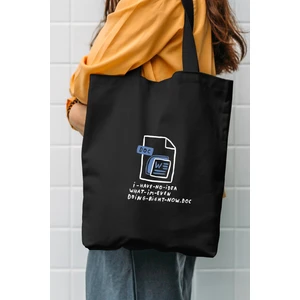 Çınar Bez Çanta Word Siyah Kanvas Çanta