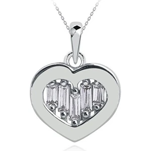 Diamond Line-Gülaylar 8 Ayar Beyaz Altın Kalp Kolye
