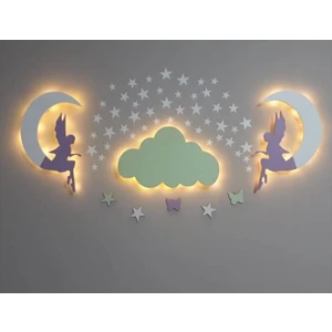 Işıklı Toplar Türkiye Çocuk Odası Dekoratif Ahşap Set Gece Lambası Ledli Aydınlatma