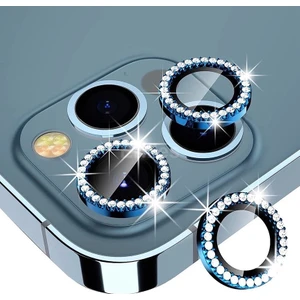 Kılıf Sipariş Iphone 13 Pro Max Uyumlu Parlak Taşlı Kamera Lens Koruyucu  Mavi