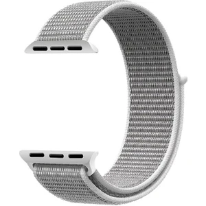 Bushco Store Apple Watch Uyumlu Dokuma Kordon Kayış 1-2-3-4-5-6-7-Se  38MM 40MM -Açık Gri