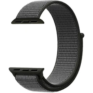 Bushco Store  Apple Watch Uyumlu Dokuma Kordon Kayış 1-2-3-4-5-6-7-Se  38MM 40MM - Koyu Gri