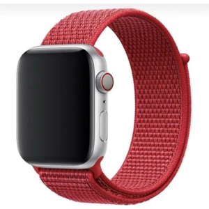 Bushco Store Apple Watch Uyumlu Dokuma Kordon Kayış 1-2-3-4-5-6-7-Se  38MM 40MM - Kırmızı