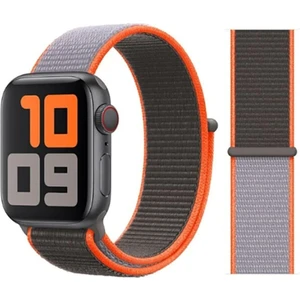 Bushco Store  Apple Watch Uyumlu Dokuma Kordon Kayış 1-2-3-4-5-6-7-Se  38MM 40MM -Turuncu Gri