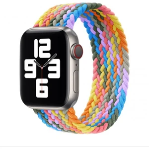 Bushco Store Apple Watch Uyumlu Kordon Kayış Bileklik Örgü Loop Rengarenk Gökkuşağı 38-40 mm M Beden