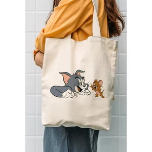 Çınar Bez Çanta Kanvas Tom ve Jerry Baskılı Bez Çanta