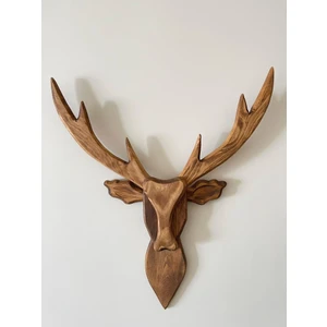 Ahşap Geyik Kafası 2 Boyutlu Ceviz Renk