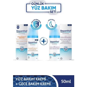 Derma Nemlendirici Besleyici Günlük Yüz Bakım Kremi 50 Ml+Bepanthol Derma Yoğun Nemlendirici Gece Bakım Kremi 50 ml