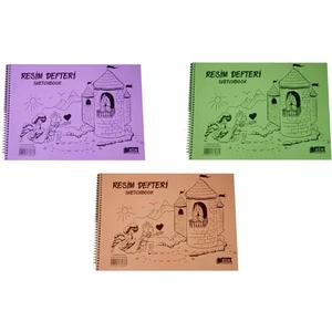 25X35 Spiralli Plastik Kapak 25 Yaprak Resim Defteri 3 Adet