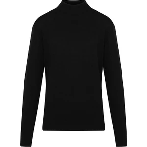 Erkek Siyah Regular Fit %100 Pamuk Yarım Balıkçı Triko Kazak