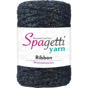 Spagettiyarn Siyah Simli Ribbon Ip (Multisim)