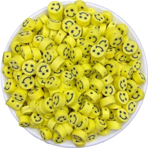 Hedef Bijuteri 25 Adet Sarı Smile Fimo 10MM Polimer Kil Gülen Yüz / Gülen Surat Emoji Boncuk,takı Yapımı
