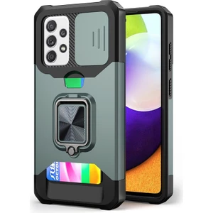 Kamera Korumalı Kart Cepli Hibrid Telefon Koruyucu Kılıf - Samsung Galaxy A52 4g / 5g / A52S 5g  (Yurt Dışından)
