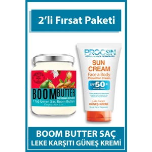 BOOM BUTTER Saç Bakım Yağı ve Güneş Kremi Paketi