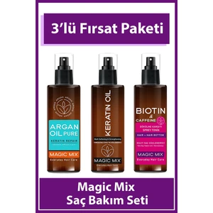 PROCSIN Magic Mix Argan + Keratin + Biotin & Caffeine Oil Üçlü Avantajlı Set
