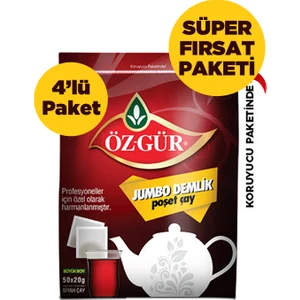 Özgür Çay Jumbo Demlik Poşet Çay 50 Li - 50X20 G (4'lü Paket)