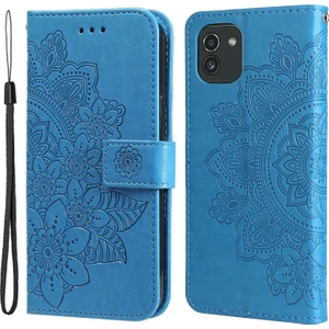 Tam Korumalı Mandala Desenli Manyetik Tokalı Cüzdan Işlevli Stand Kapaklı Ipli Telefon Kılıfı - Samsung Galaxy A03 (Yurt Dışından)