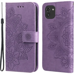 Tam Korumalı Mandala Desenli Manyetik Tokalı Cüzdan Işlevli Stand Kapaklı Ipli Telefon Kılıfı - Samsung Galaxy A03 (Yurt Dışından)