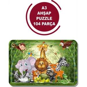 Sevimli Hayvanlar A3 104 Parça Puzzle, Oyuncak, Yapboz