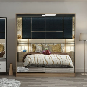 Kale 2 Kapaklı Aynalı Sürgülü Dolap 180  cm - Dore 210  cm