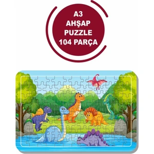 Dinazorlar A3 104 Parça Puzzle, Oyuncak, Yapboz