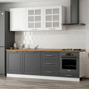 240 cm Mebran C Mutfak Dolabı Beyaz Antrasit 240-MCBA3