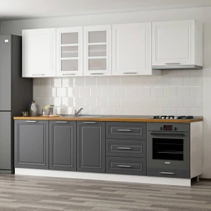 270 cm Mebran C Mutfak Dolabı Beyaz Antrasit 270-MCBA1