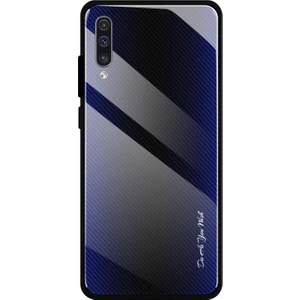 Karbon Fiber Doku Cam + Tpu Hibrit Kılıf Galaxy A50 / A50S / A30S - Koyu Mavi  (Yurt Dışından)